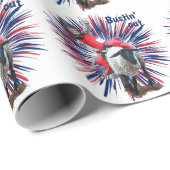 Western Rodeo Cowboy Cowgirl Mutton Busting Geschenkpapier (Rolleneckpunkt)