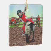Western Rodeo Cowboy Cowgirl Mutton Busting Keramikornament (Rechts)