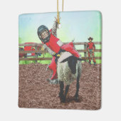 Western Rodeo Cowboy Cowgirl Mutton Busting Keramikornament (Links)