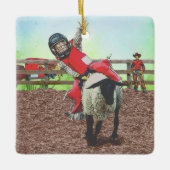 Western Rodeo Cowboy Cowgirl Mutton Busting Keramikornament (Vorderseite)