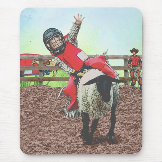 Western Rodeo Cowboy Cowgirl Mutton Busting Mousepad (Vorne)