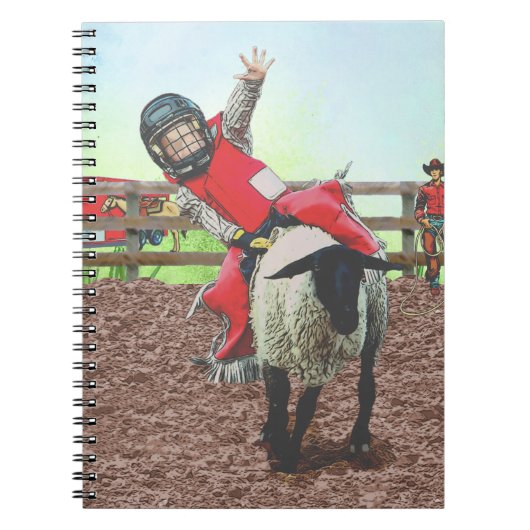 Western Rodeo Cowboy Cowgirl Mutton Busting Notizblock (Vorderseite)