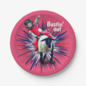 Western Rodeo Cowboy Cowgirl Mutton Busting Pappteller (Vorderseite)
