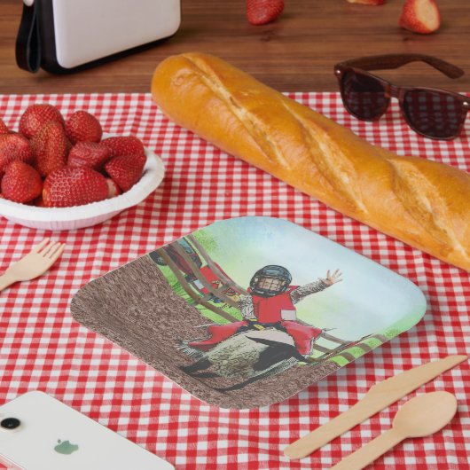 Western Rodeo Cowboy Cowgirl Mutton Busting Pappteller (Picknick)