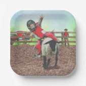 Western Rodeo Cowboy Cowgirl Mutton Busting Pappteller (Vorderseite)