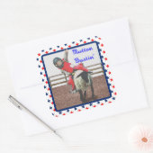 Western Rodeo Cowboy Cowgirl Mutton Busting Quadratischer Aufkleber (Umschlag)