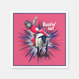 Western Rodeo Cowboy Cowgirl Mutton Busting Serviette