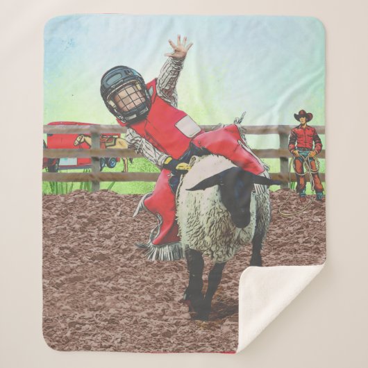 Western Rodeo Cowboy Cowgirl Mutton Busting Sherpadecke (Vorderseite)
