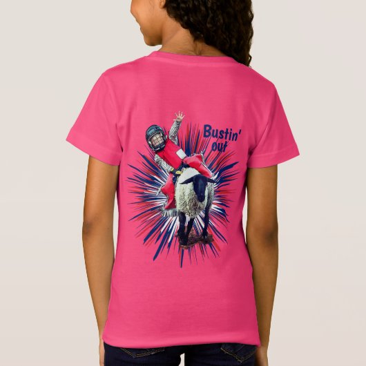 Western Rodeo Cowboy Cowgirl Mutton Busting T-Shirt (Rückseite)