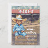 Western Rodeo Cowboy/Cowgirl Personalisiert Geburt Einladung (Vorderseite)