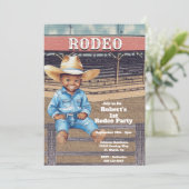 Western Rodeo Cowboy/Cowgirl Personalisiert Geburt Einladung (Stehend Vorderseite)