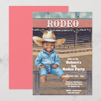 Western Rodeo Cowboy/Cowgirl Personalisiert Geburt Einladung