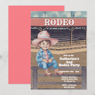 Western Rodeo Cowboy/Cowgirl Personalisiert Geburt Einladung