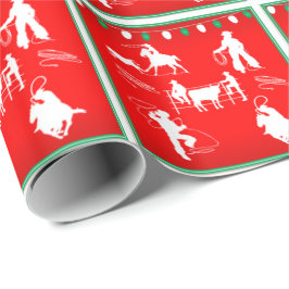 Western-Rodeo-Cowboy-Cowgirl-Roping Weihnachten Geschenkpapier