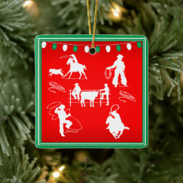 Western Rodeo Cowboy Cowgirl Weihnachten Keramikornament