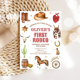 Western Rodeo Cowboy Erstes Rodeo 1. Geburtstag Einladung