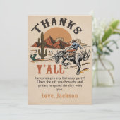 Western Rodeo Cowboy Geburtstag Danke Karte (Stehend Vorderseite)