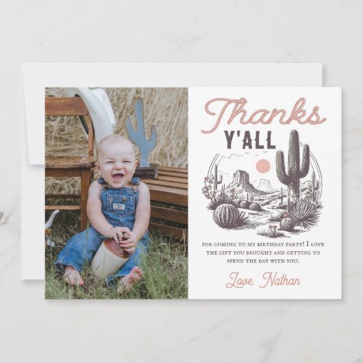 Western Rodeo Cowboy Geburtstag Danke Karte (Vorderseite)