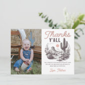 Western Rodeo Cowboy Geburtstag Danke Karte (Stehend Vorderseite)