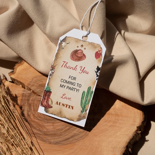 Western Rodeo Cowboy Geburtstag Danke Tag Geschenkanhänger