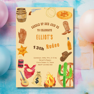 Western Rodeo Cowboy Geburtstag Einladung