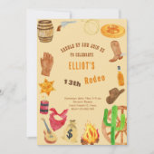 Western Rodeo Cowboy Geburtstag Einladung (Vorderseite)