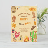 Western Rodeo Cowboy Geburtstag Einladung (Stehend Vorderseite)