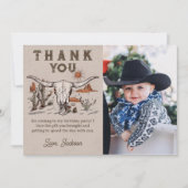 Western Rodeo Cowboy Geburtstag Foto Danke Karte (Vorderseite)