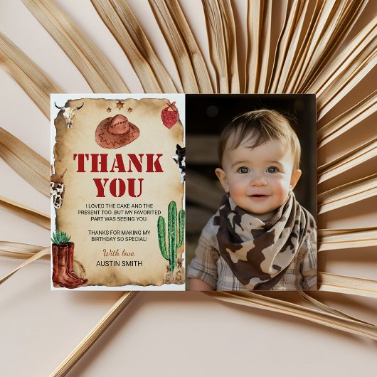 Western Rodeo Cowboy Geburtstag Foto Danke Karte