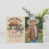 Western Rodeo Cowboy Geburtstag Foto Danke Karte (Stehend Vorderseite)