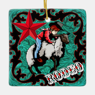 Western-Rodeo-Cowboy-Hammelfleisch Bustin" Keramikornament
