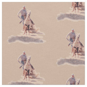 Western-Rodeo-Cowboy-Kalb-Roping Druck Stoff
