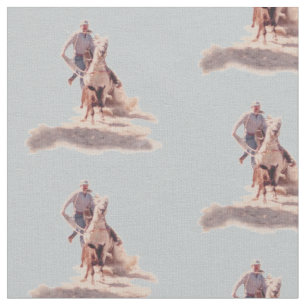 Western-Rodeo-Cowboy-Kalb-Roping Druck Stoff