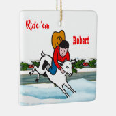 Western Rodeo Cowboy Kid Mutton Buster Keramikornament (Rechts)