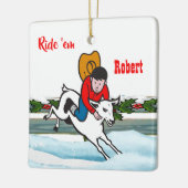 Western Rodeo Cowboy Kid Mutton Buster Keramikornament (Links)