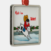 Western Rodeo Cowboy Kid Mutton Buster Ornament Aus Metall (Rechts)