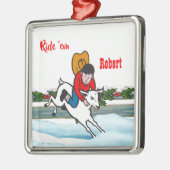 Western Rodeo Cowboy Kid Mutton Buster Ornament Aus Metall (Links)