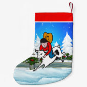 Western Rodeo Cowboy Kid Mutton Buster Snow Scene Kleiner Weihnachtsstrumpf (Rückseite)