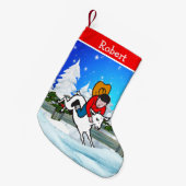 Western Rodeo Cowboy Kid Mutton Buster Snow Scene Kleiner Weihnachtsstrumpf (Vorderansicht (hängend))