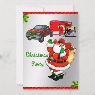 Western Rodeo Cowboy LKW Anhänger Weihnachtsmann W Einladung