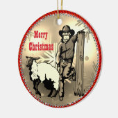 Western Rodeo Cowboy Mutton Buster Kid Keramik Ornament (Links)
