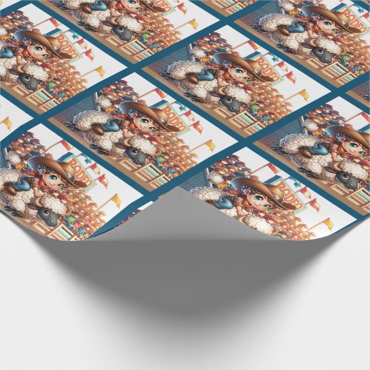 Western Rodeo Cowboy Mutton Busting Geschenkpapier (Ecke)