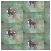 Western-Rodeo-Cowboy-Ochse-Wrestling-Druck-Gewebe Stoff (Muster)