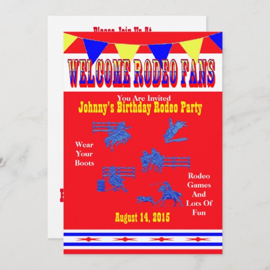 Western Rodeo Cowboy oder Cowgirl Party Einladung (Vorne/Hinten)