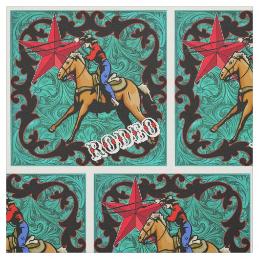 Western-Rodeo-Cowboy-Roping Imitat-Leder Stoff (Muster)