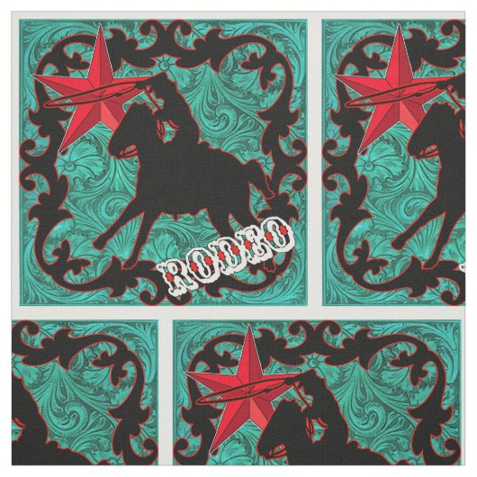 Western Rodeo Cowboy Roping Imitats Leather Stoff (Muster)