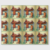 Western Rodeo Cowboy Saddle Boots Rope Brother Geschenkpapier (Flach)