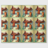 Western Rodeo Cowboy Saddle Boots Rope Son Geschenkpapier (Flach)
