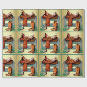 Western Rodeo Cowboy Saddle Boots Rope Vater Geschenkpapier (Flach)