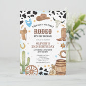 Western Rodeo Cowboy Second Rodeo 2nd Birthday Einladung (Stehend Vorderseite)
